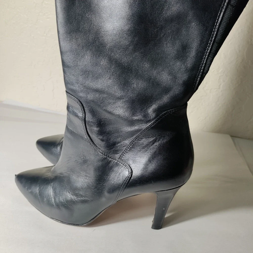 Vtg ROS HOMMERSON tall black leather Over The Knee OTK‎ BOOTS womens 9WW